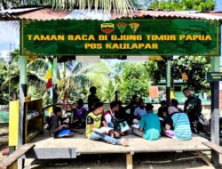 Tingkatkan Minat Baca, Satgas Yonif 122/TS Adakan Taman Baca Di Pos 4/C Kalilapar Papua