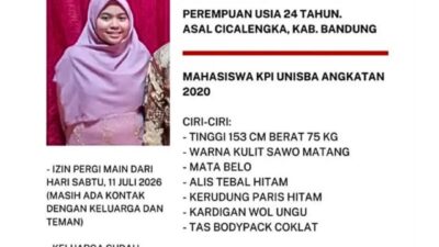 Mahasiswi Unisba Asal Cicalengka Dilaporkan Hilang, Keluarga Minta Bantuan Publik